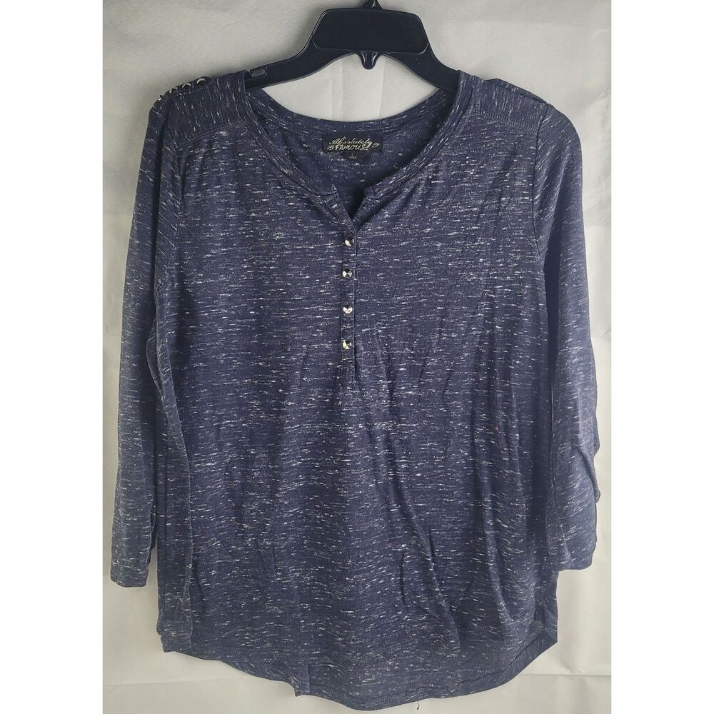 Absolutely Fabulous Sz L Rivet navy blue Marled Knit Shirt